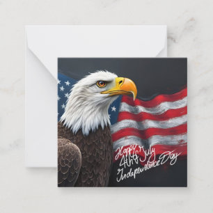Weißkopfseeadler mit amerikanischer Flagge 4. Juli Mitteilungskarte