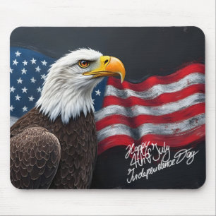 Weißkopfseeadler mit amerikanischer Flagge 4. Juli Mousepad