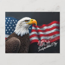 Weißkopfseeadler mit amerikanischer Flagge 4. Juli Postkarte