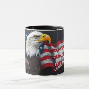 Weißkopfseeadler mit amerikanischer Flagge 4. Juli Tasse