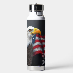 Weißkopfseeadler mit amerikanischer Flagge 4. Juli Trinkflasche
