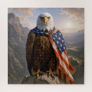 Weißkopfseeadler mit amerikanischer Flagge als Umh Puzzle