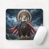 Weißkopfseeadler mit amerikanischer Flagge  Mousepad (Mit Mouse)