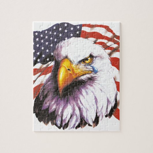 Weißkopfseeadler mit einem Riss - USA-Flagge im Puzzle (Vertikal)