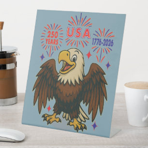 Weißkopfseeadler mit Feuerwerk – USA 250 Jahre 177 Sockelschild