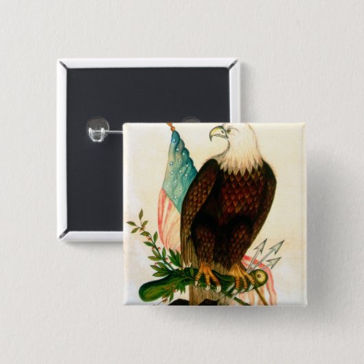 Weißkopfseeadler mit Flagge Button (Vorne & Hinten)