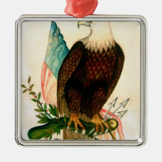 Weißkopfseeadler mit Flagge Silbernes Ornament (Vorne)