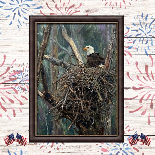 Weißkopfseeadler-Nest-Waldkunst Poster
