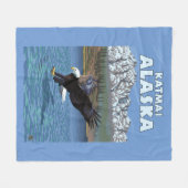 Weißkopfseeadler-Tauchen - Katmai, Alaska Fleecedecke (Vorderseite (Horizontal))
