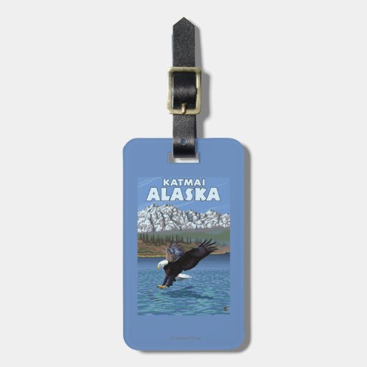 Weißkopfseeadler-Tauchen - Katmai, Alaska Gepäckanhänger (Vorderseite vertikal)