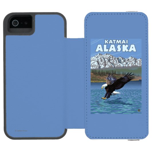 Weißkopfseeadler-Tauchen - Katmai, Alaska Incipio iPhone Geldbeutel-Hülle (Folio Geöffnet)