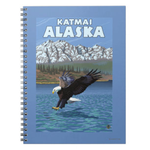 Weißkopfseeadler-Tauchen - Katmai, Alaska Notizblock