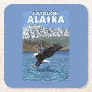 Weißkopfseeadler-Tauchen - Latouche, Alaska Rechteckiger Pappuntersetzer