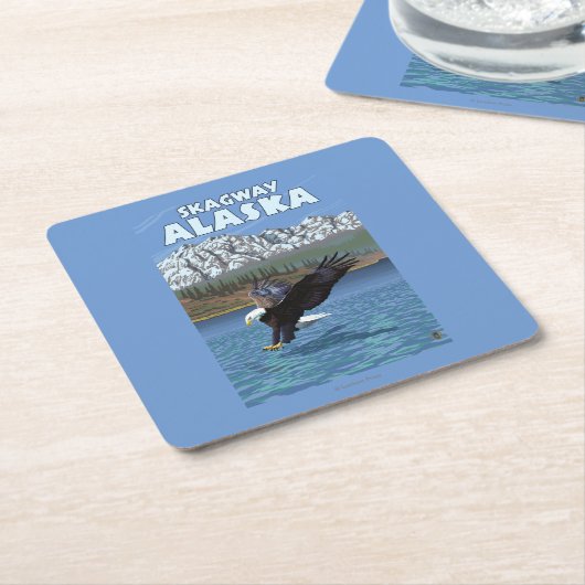 Weißkopfseeadler-Tauchen - Skagway, Alaska Rechteckiger Pappuntersetzer (angewinkelt)
