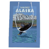 Weißkopfseeadler-Tauchen - Valdez, Alaska Mittlere Geschenktüte (Rückseite)
