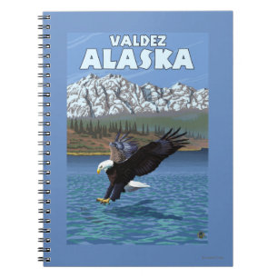 Weißkopfseeadler-Tauchen - Valdez, Alaska Notizblock
