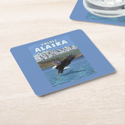 Weißkopfseeadler-Tauchen - Valdez, Alaska Rechteckiger Pappuntersetzer (angewinkelt)