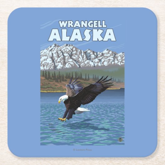 Weißkopfseeadler-Tauchen - Wrangell, Alaska Rechteckiger Pappuntersetzer (Vorderseite)