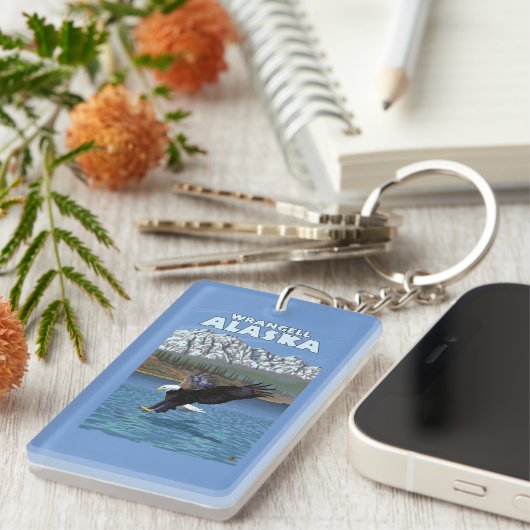 Weißkopfseeadler-Tauchen - Wrangell, Alaska Schlüsselanhänger (Vorderseite rechts)