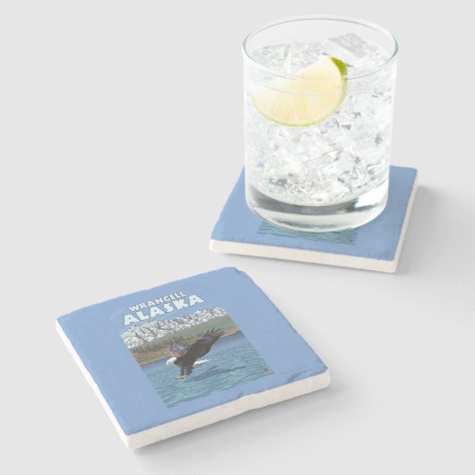 Weißkopfseeadler-Tauchen - Wrangell, Alaska Steinuntersetzer (Seitenansicht)