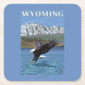 Weißkopfseeadler-Tauchen - Wyoming Rechteckiger Pappuntersetzer (Vorderseite)