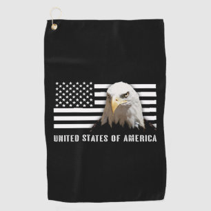 Weißkopfseeadler u. US-Flagge Golfhandtuch