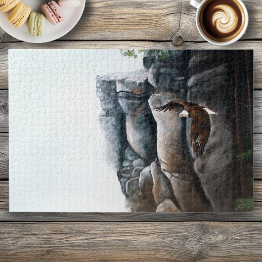 Weißkopfseeadler über Bergklippe Wildtiere Puzzle