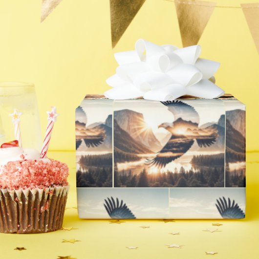 Weißkopfseeadler über Bergtal-Lake Geschenkpapier (Geburtstagsparty)