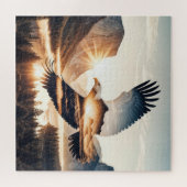 Weißkopfseeadler über Bergtalsee Puzzle (Horizontal)