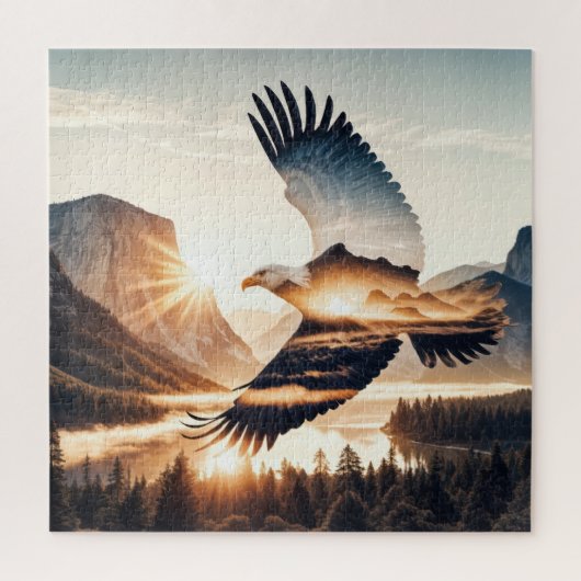 Weißkopfseeadler über Bergtalsee Puzzle (Vertikal)