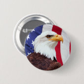 Weißkopfseeadler und amerikanische Flagge Button (Vorne & Hinten)