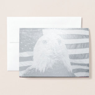 Weißkopfseeadler und amerikanische Flagge Folienkarte