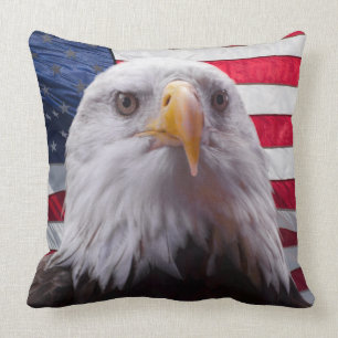 Weißkopfseeadler und Flagge Kissen