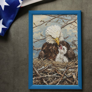 Weißkopfseeadler- und Jungadler-Nest-Kunst Poster