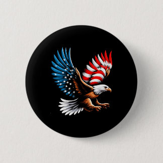 Weißkopfseeadler und patriotische amerikanische Fl Button