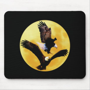 Weißkopfseeadler und Vollmond Mousepad