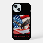 Weißkopfseeadler & US-Flagge 4. Juli iPhone 15 Hülle (Rückseite)