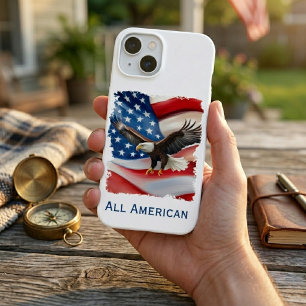 Weißkopfseeadler & US-Flagge 4. Juli iPhone 15 Hülle