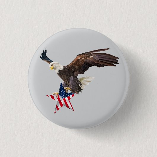 Weißkopfseeadler US-Flagge Button (Vorderseite)