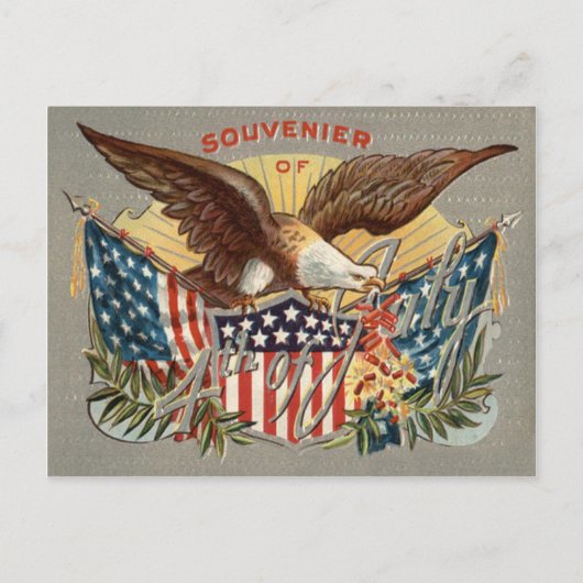 Weißkopfseeadler US-Flagge Feuerwerk Knallkörper Postkarte (Vorderseite)