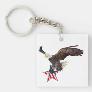 Weißkopfseeadler US-Flagge Schlüsselanhänger