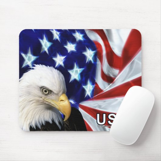 Weißkopfseeadler USA-Flaggen-Mausunterlage Mousepad (Mit Mouse)