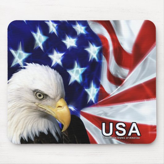 Weißkopfseeadler USA-Flaggen-Mausunterlage Mousepad (Vorne)