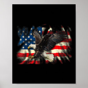Weißkopfseeadler Vintage Amerikanische Flagge Patr Poster