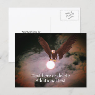 Weißkopfseeadler Vollmond Fantasy Personalisiert  Postkarte