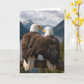 Weißkopfseeadler zum Geburtstag auf einem Ast Karte (Gelbe Blume)