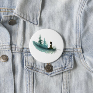 Weißkopfseeadlerfeder und Bäume Button