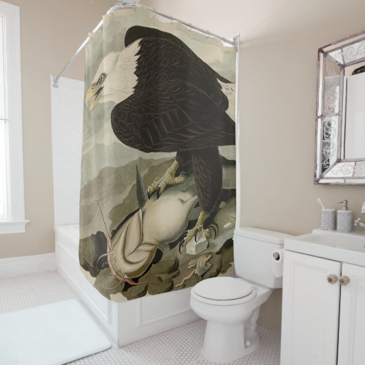 Weißkopfvögel (Bald-Adler) Audubon-Vögel aus Ameri Duschvorhang (Beispiel)