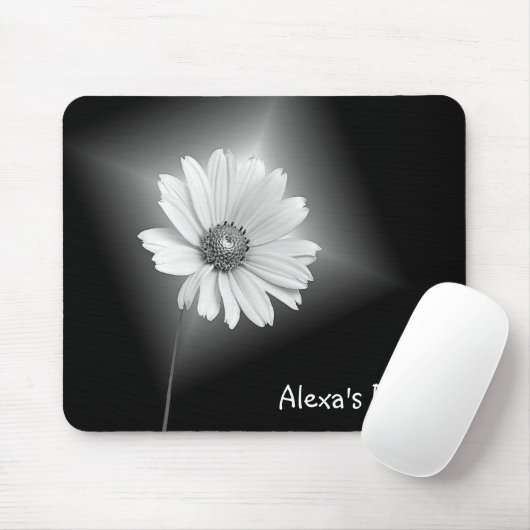 Weißkosmos auf schwarz mousepad (Mit Mouse)