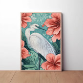 Weißkranich in blühenden Blume Die Natur Inspirier Poster